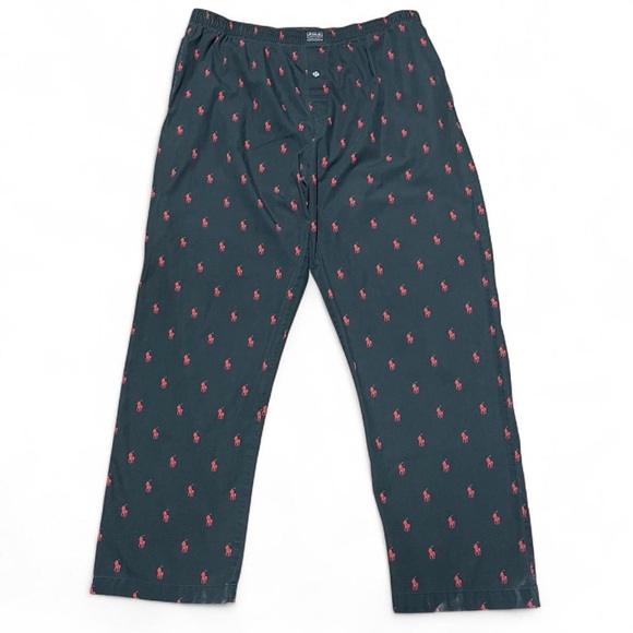 Ralph Lauren Other - Polo Ralph Lauren Sleepwear Lounge Pants XL Black & Red Pony Logo All Over Print